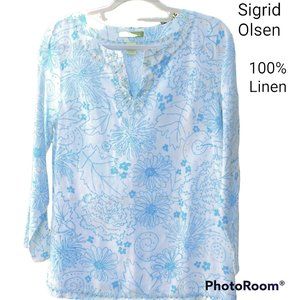 Sigrid Olsen Tunic Top Linen  SZ M